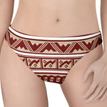 Red And Beige Southwestern Pattern Print Women's Thong