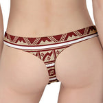 Red And Beige Southwestern Pattern Print Women's Thong