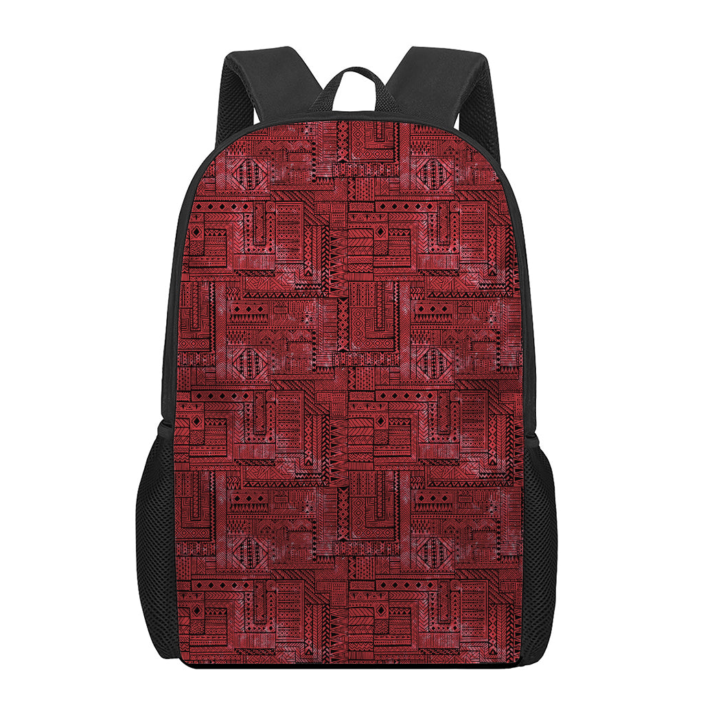 Red And Black African Ethnic Print 17 Inch Backpack