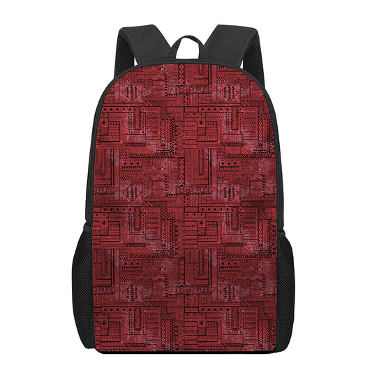 Red And Black African Ethnic Print 17 Inch Backpack