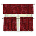 Red And Black African Ethnic Print 3 Piece Kitchen Curtains