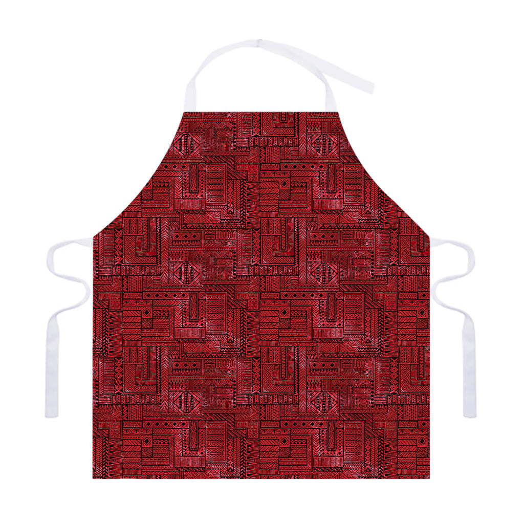 Red And Black African Ethnic Print Adjustable Apron