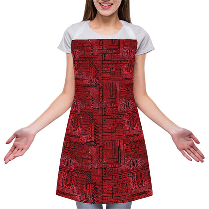 Red And Black African Ethnic Print Adjustable Apron