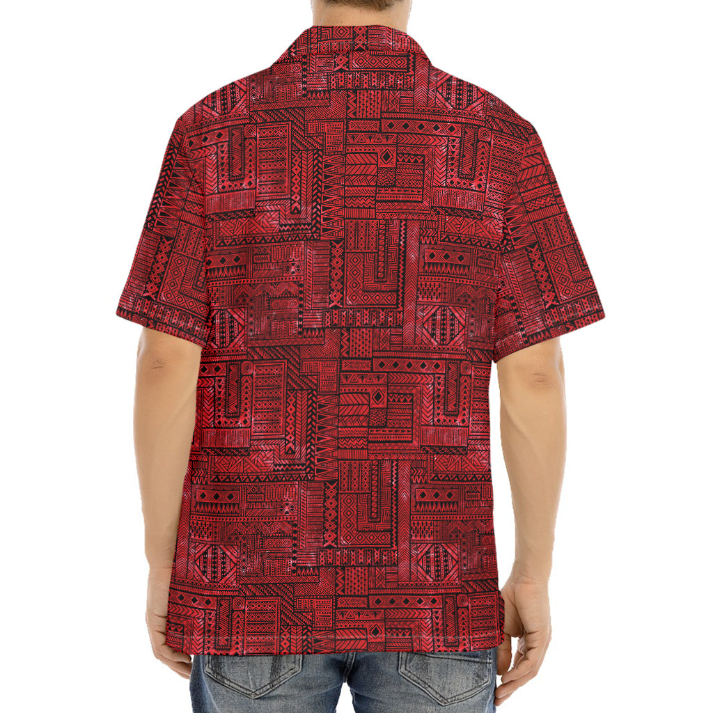 Red And Black African Ethnic Print Aloha Shirt