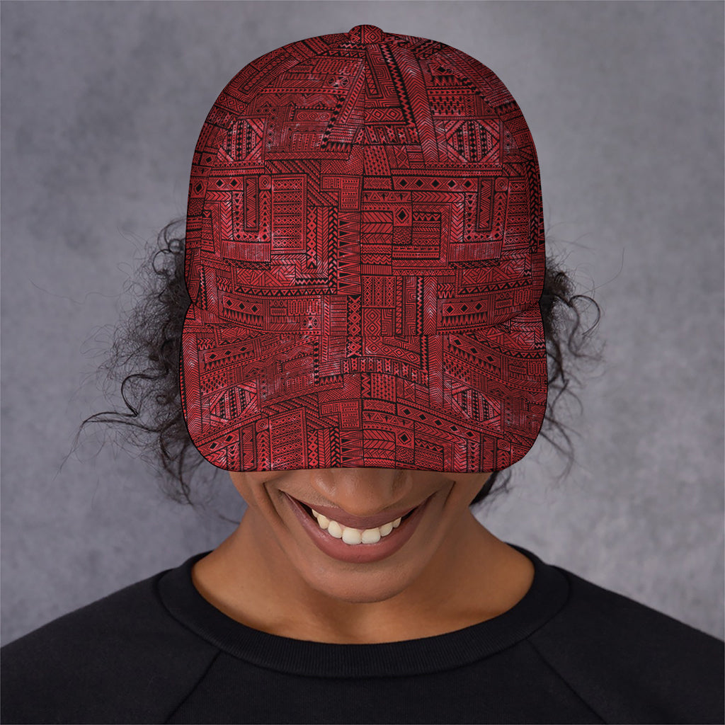 Red And Black African Ethnic Print Baseball Cap