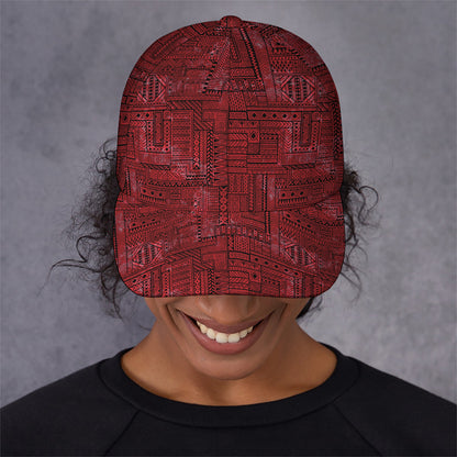 Red And Black African Ethnic Print Baseball Cap