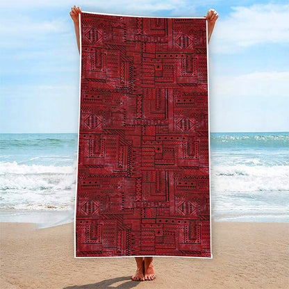Red And Black African Ethnic Print Beach Towel