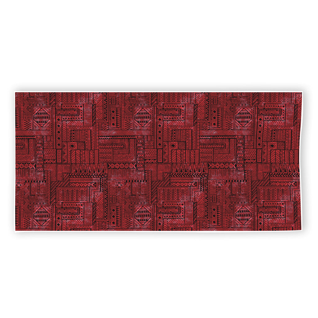 Red And Black African Ethnic Print Beach Towel