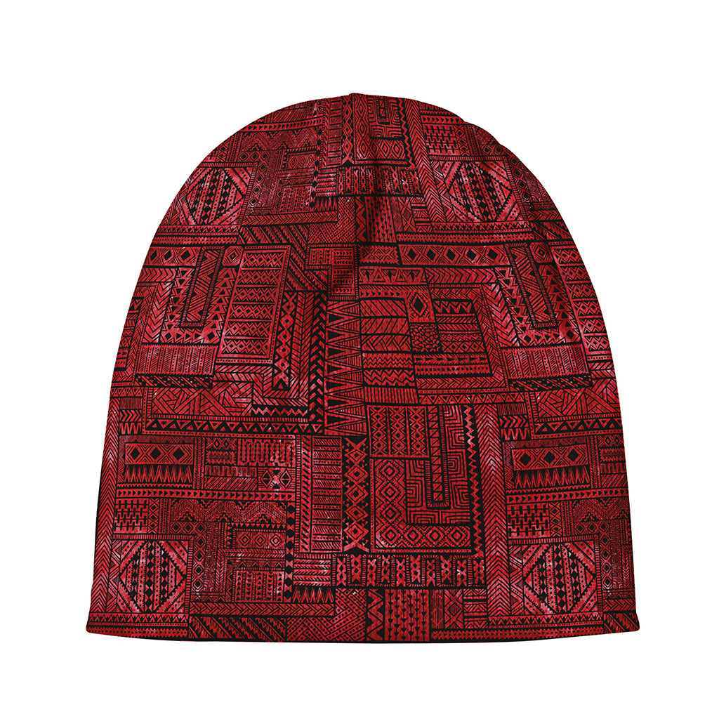 Red And Black African Ethnic Print Beanie