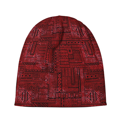 Red And Black African Ethnic Print Beanie