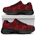 Red And Black African Ethnic Print Black Chunky Shoes
