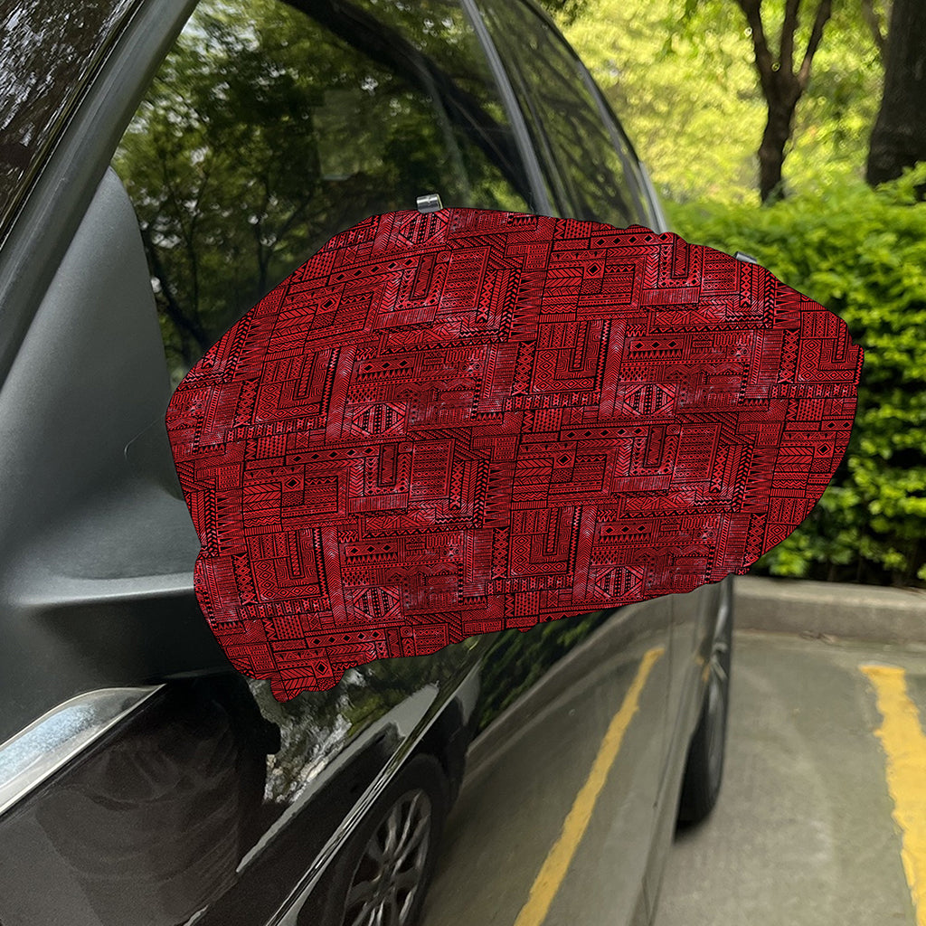 Red And Black African Ethnic Print Car Side Mirror Covers