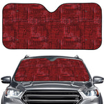 Red And Black African Ethnic Print Car Windshield Sun Shade