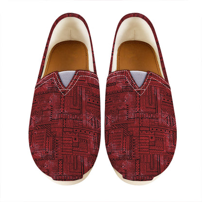Red And Black African Ethnic Print Casual Shoes