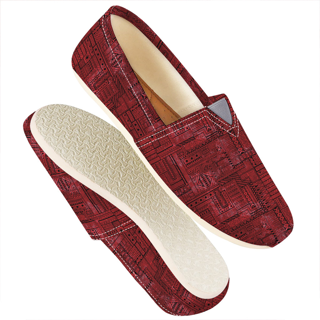 Red And Black African Ethnic Print Casual Shoes