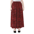 Red And Black African Ethnic Print Chiffon Maxi Skirt