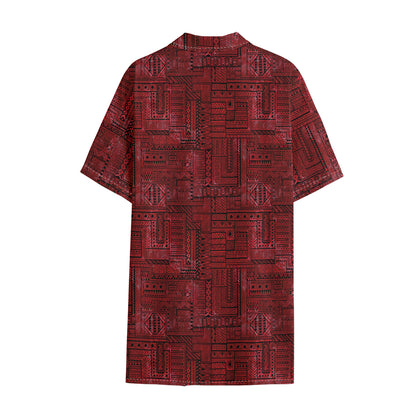Red And Black African Ethnic Print Cotton Hawaiian Shirt
