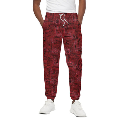 Red And Black African Ethnic Print Cotton Pants