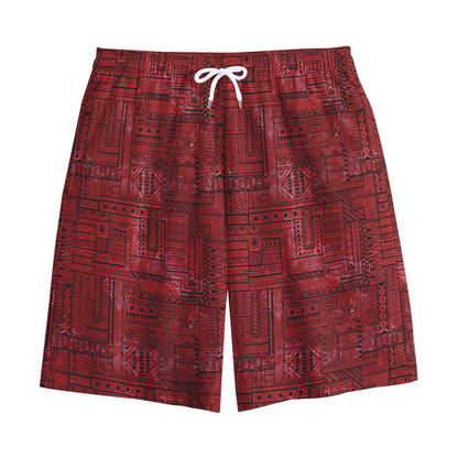 Red And Black African Ethnic Print Cotton Shorts