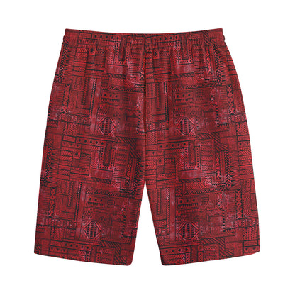 Red And Black African Ethnic Print Cotton Shorts