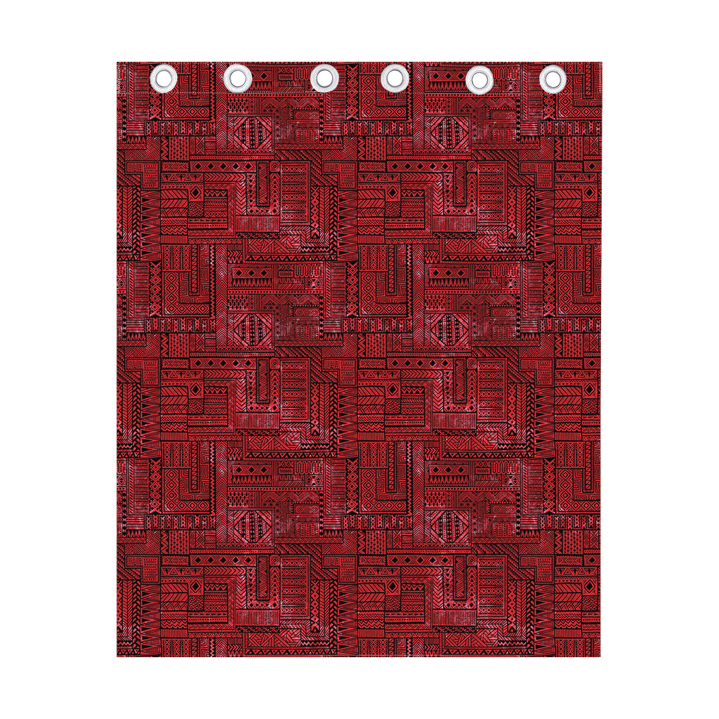 Red And Black African Ethnic Print Curtain