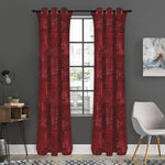 Red And Black African Ethnic Print Curtain