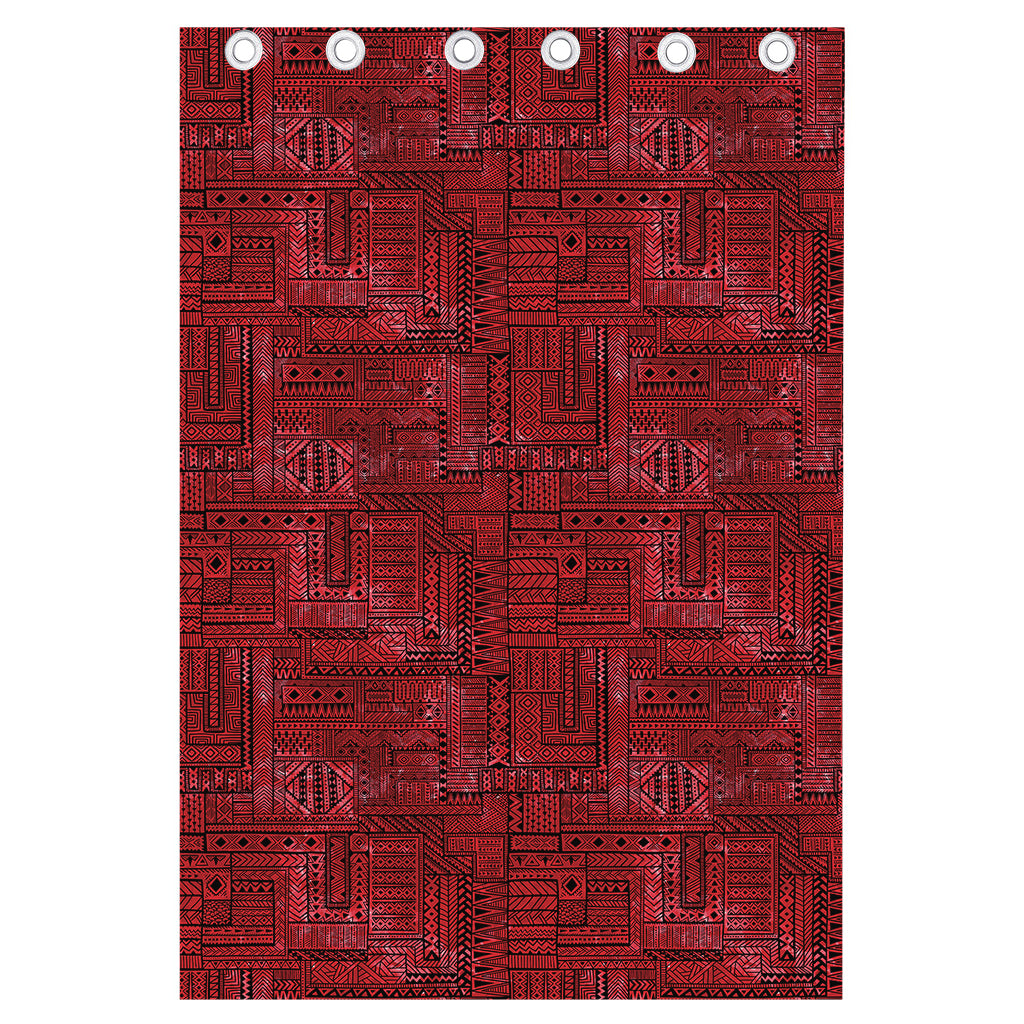 Red And Black African Ethnic Print Curtain