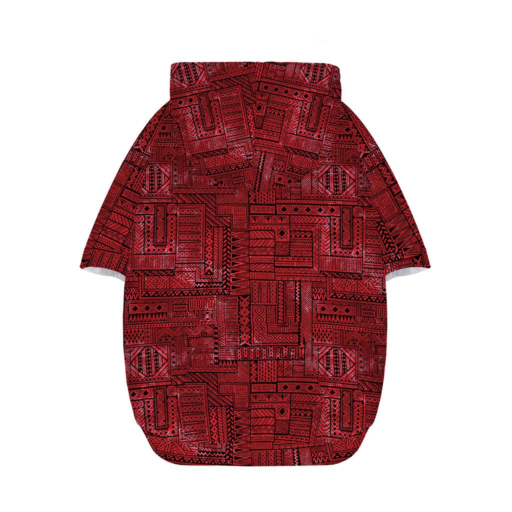 Red And Black African Ethnic Print Dog Zip Up Hoodie