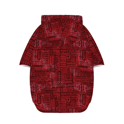Red And Black African Ethnic Print Dog Zip Up Hoodie