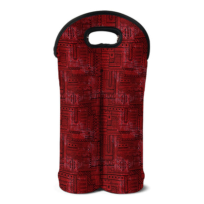 Red And Black African Ethnic Print Double Neoprene Wine Tote