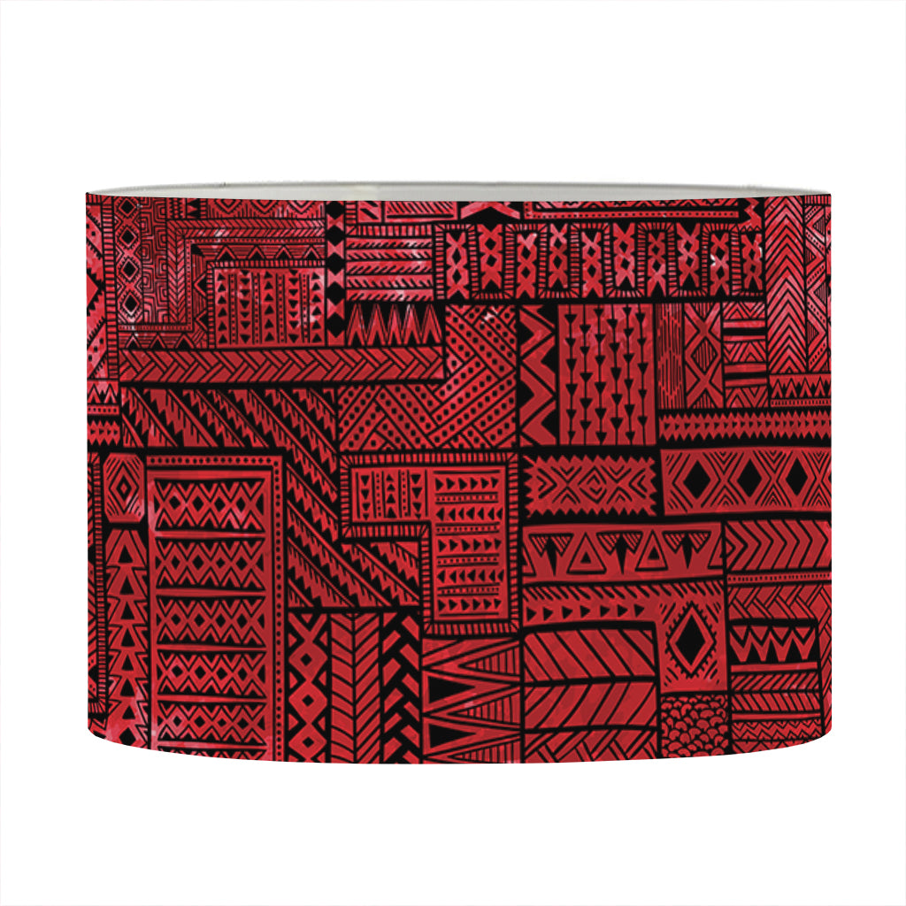 Red And Black African Ethnic Print Drum Lamp Shade