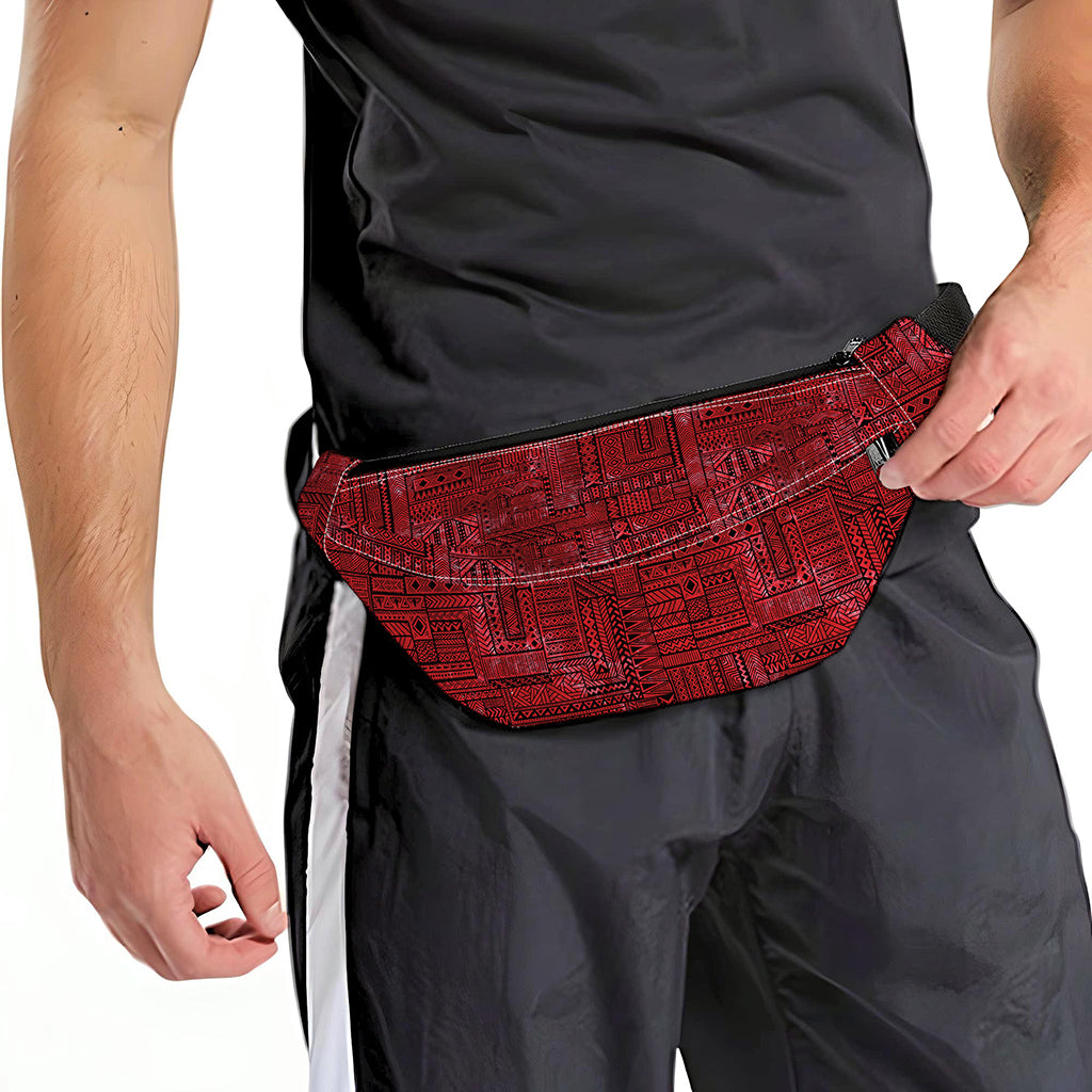 Red And Black African Ethnic Print Fanny Pack
