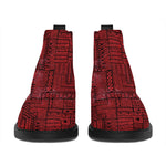 Red And Black African Ethnic Print Flat Ankle Boots