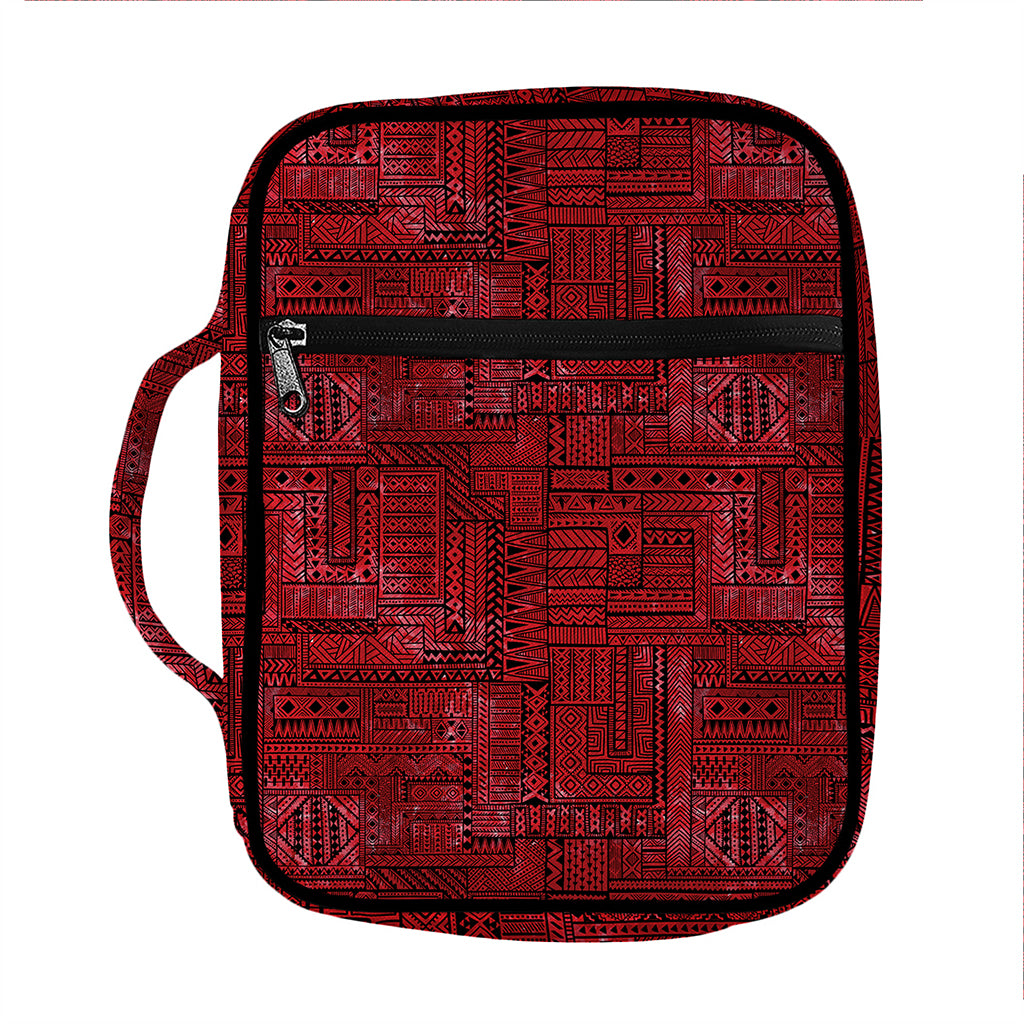 Red And Black African Ethnic Print Front Pocket Bible Bag
