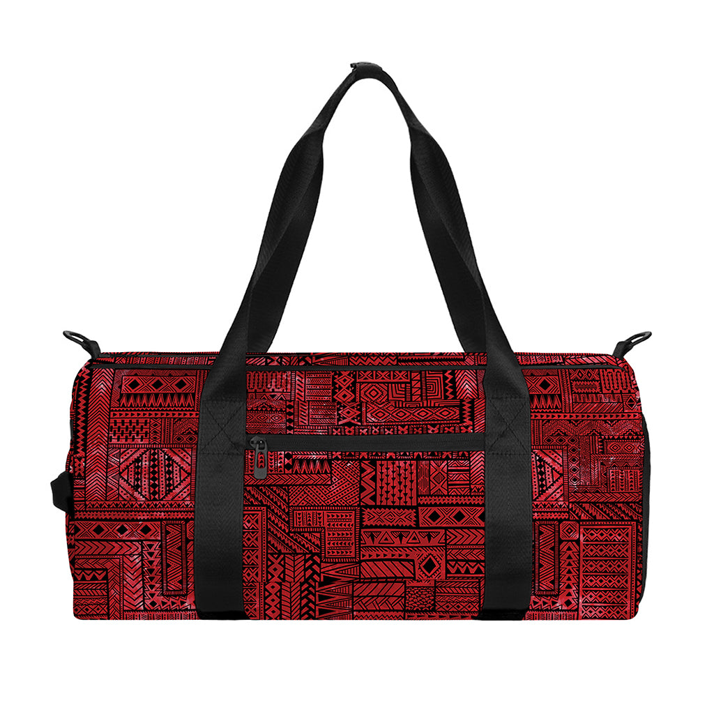 Red And Black African Ethnic Print Gym Bag