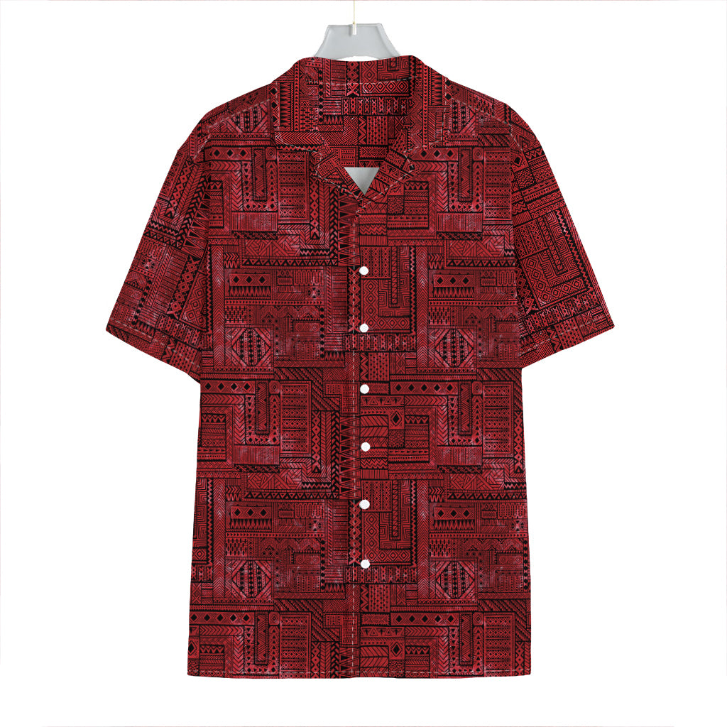 Red And Black African Ethnic Print Hawaiian Shirt