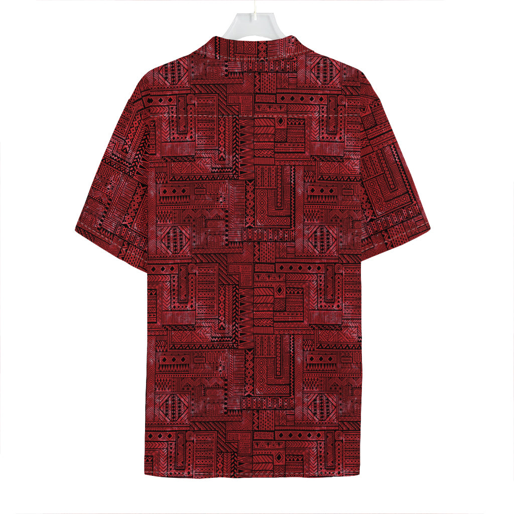 Red And Black African Ethnic Print Hawaiian Shirt