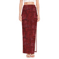 Red And Black African Ethnic Print High Slit Maxi Skirt