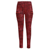 Red And Black African Ethnic Print High-Waisted Pocket Leggings