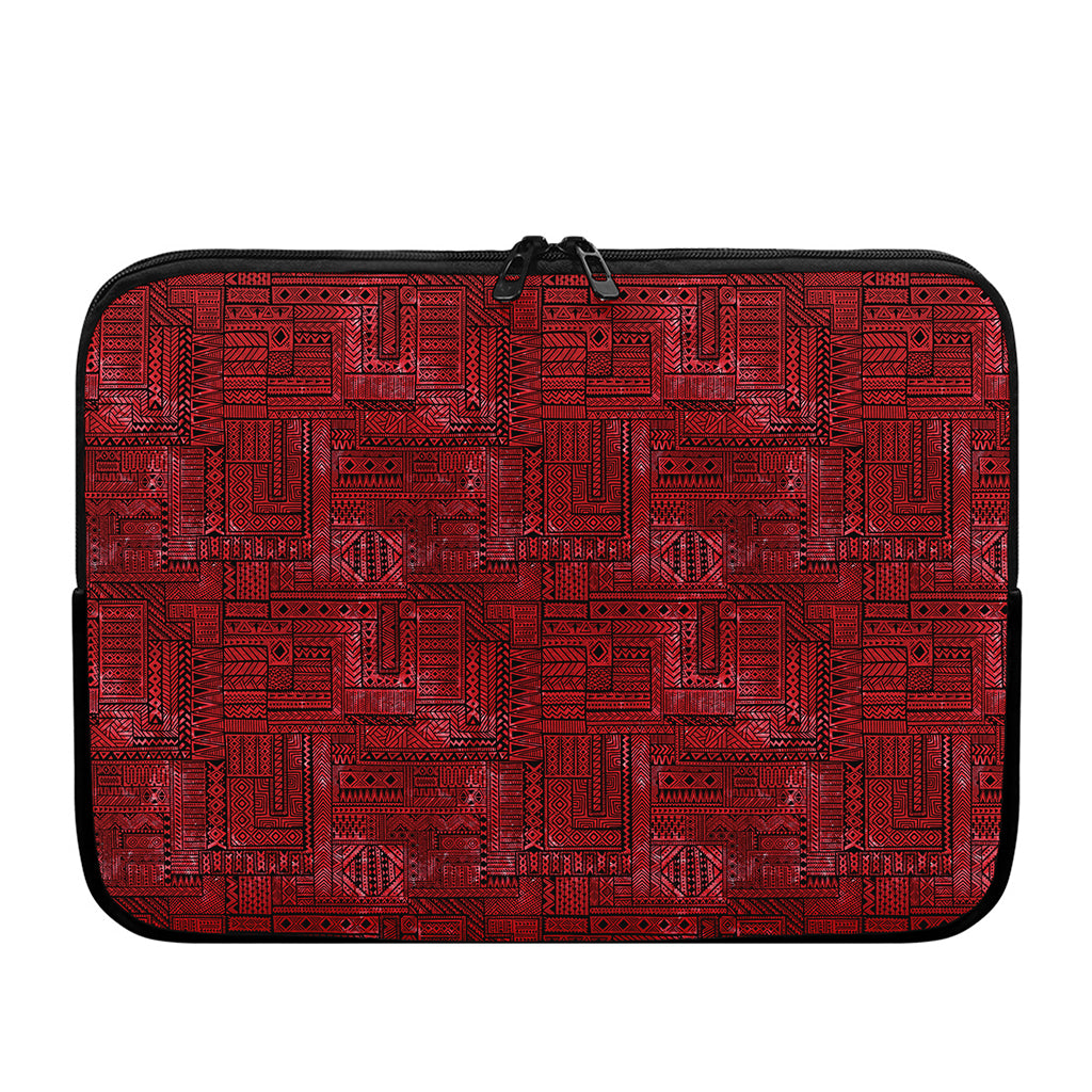 Red And Black African Ethnic Print Laptop Sleeve