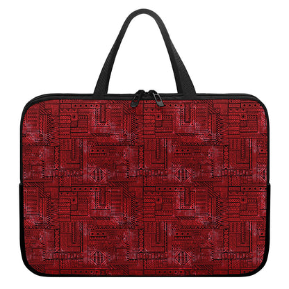 Red And Black African Ethnic Print Laptop Sleeve With Handle