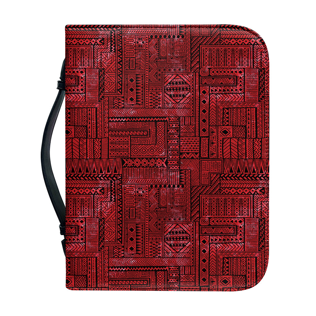 Red And Black African Ethnic Print Leather Bible Cover
