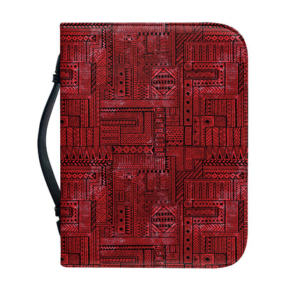 Red And Black African Ethnic Print Leather Bible Cover