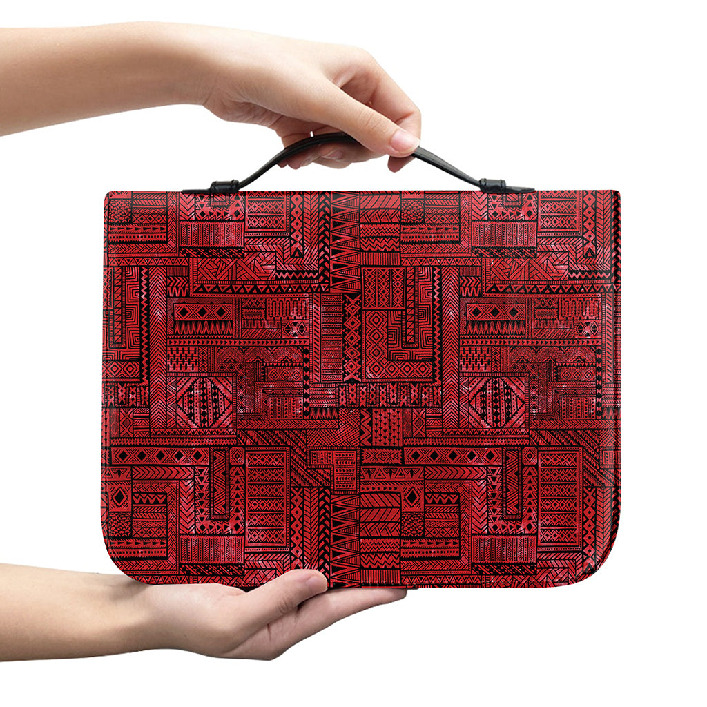 Red And Black African Ethnic Print Leather Bible Cover