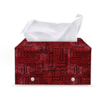 Red And Black African Ethnic Print Leather Tissue Box Cover
