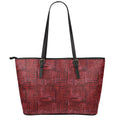 Red And Black African Ethnic Print Leather Tote Bag With Zipper