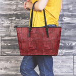 Red And Black African Ethnic Print Leather Tote Bag