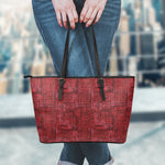 Red And Black African Ethnic Print Leather Tote Bag