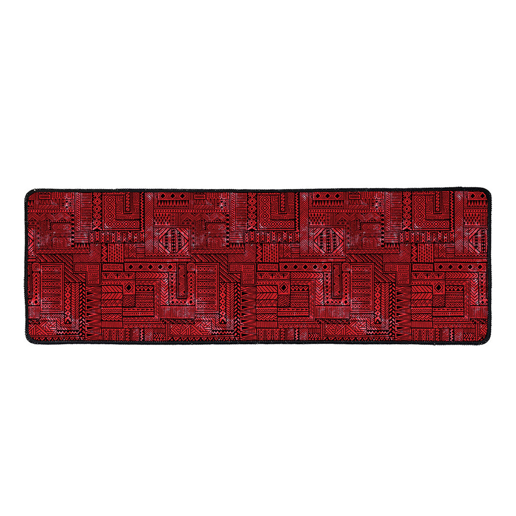 Red And Black African Ethnic Print Long Kitchen Mat