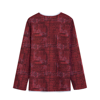 Red And Black African Ethnic Print Long Sleeve Short Coat